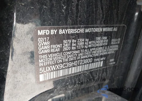 2017 BMW X3 xDrive28I from USA, damaged, VIN 5UXWX9C39H0T23800